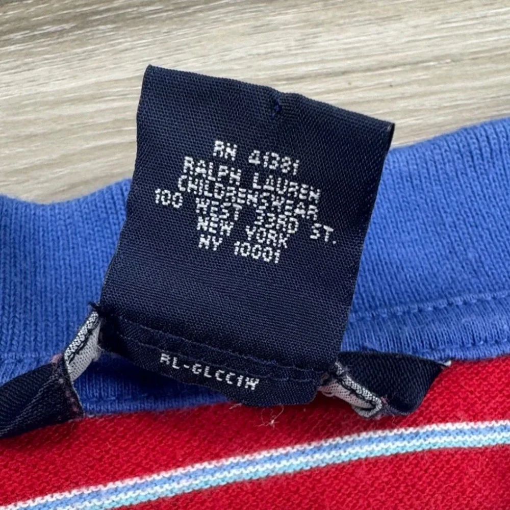 Ralph Lauren Kids Sleeveless Polo Shirt Multi Color Stripe Cotton L 12/14